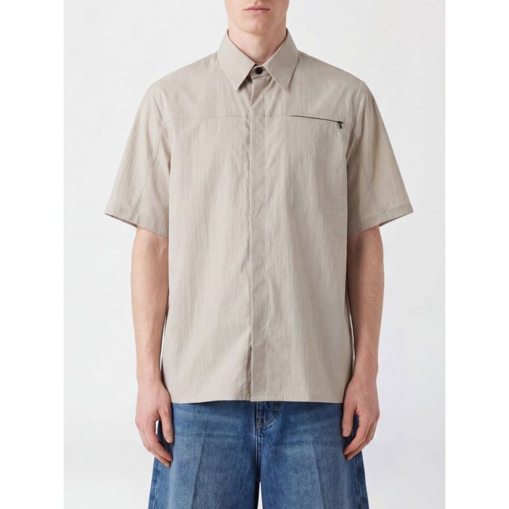 Msgm Men Msgm Men's Cotton Bowling Shirt With French Collar And Short Sleeves